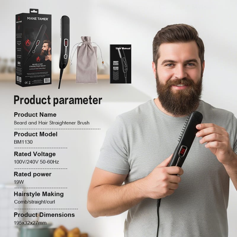 2-in-1 Beard and Hair Straightener Brush — view 8